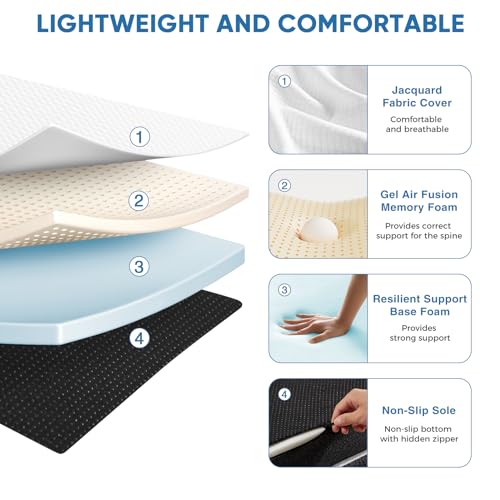 KMFurnila Folding Memory Foam Mattress, 4" Tri-Fold Single Mattress Topper with Washable Cover, Non-Slip Portable Guest Floor Bed for Travel Camping KMFurnila