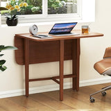 COSTWAY Square Drop Leaf Dining Table, 36" Compact Folding Kitchen Table for 2-4 People with Solid Rubber Wood Legs, Farmhouse Extendable Table for Dining Room, Small Space, Apartment, Walnut COSTWAY
