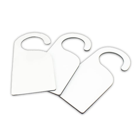MR.R 5 Pieces Sublimation Blanks MDF Hardwood Blank Door Hang Tag,Door Sign Blank Wooden Hanger Plaque DIY Craft Project Message Notes Memo Board Door Knob Sign 9x4 inch MR.R