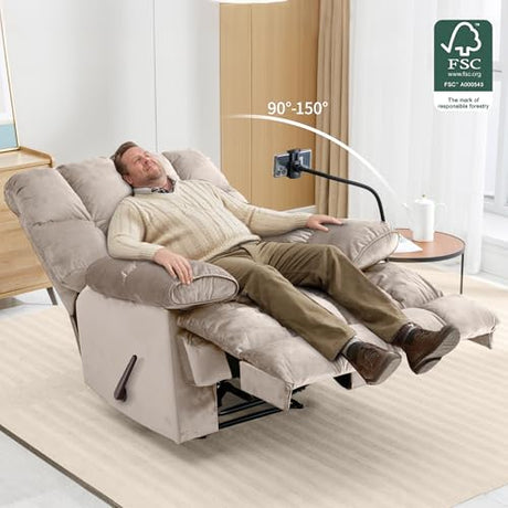 Euthymia Oversized Recliner Chair, Big and Tall Recliner Chairs for Adults 400LBS, Large Recliner Chair, Extra Wide Recliner for Living Room, Cream Euthymia