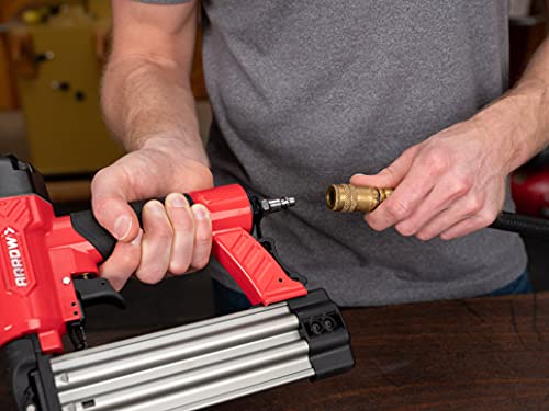 Arrow PT18G Gauge Oil-Free Pneumatic Brad Nailer - Small Light Trim and Interior Molding Work, Operates Up to 100psi Compression Unit, Fits 5/8", 3/4", 1", 1.5", 2" Brad Nails - WoodArtSupply