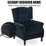 Altrobene Velvet Accent Chair, Push Back Recliner Chair, Wingback Arm Chair for Living Room/Bedroom/Home Theater/Reception Area, Black Altrobene