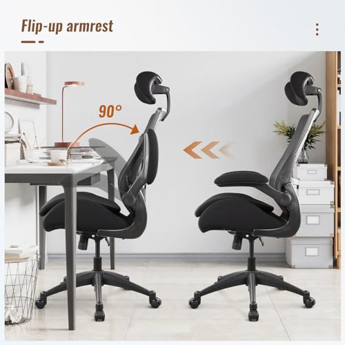 WITTLONG 400lbs Ergonomic Drafting Tall Office Chair for Adjustable Standing Desk with Flip-Up Arms, Headrest (with Footring, Black) WITTLONG