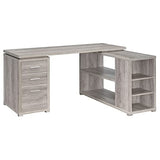 Coaster Home Furnishings Yvette L-Shape Grey Driftwood Office Desk (801516) Coaster Home Furnishings