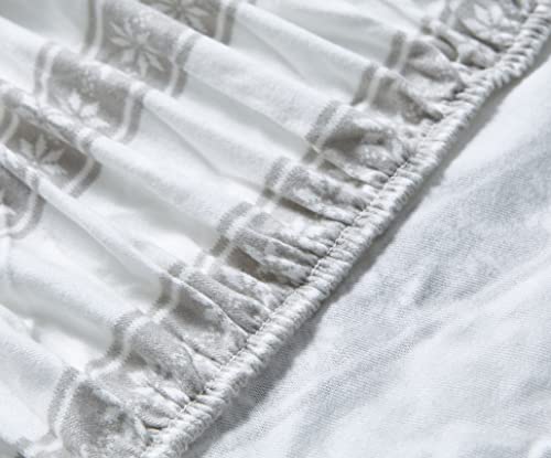 Eddie Bauer - Queen Sheets, Cotton Flannel Bedding Set, Brushed For Extra Softness, Cozy Home Decor (Snowflake Fair Isle, Queen) Eddie Bauer