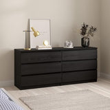 Tvilum 6 Drawer Double Dresser, Black Woodgrain Tvilum
