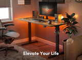 FEZIBO Standing Desk, 55 × 24 Inches Electric Height Adjustable, Sit Stand Up Desk, Home Office Desk with Splice Board, Black Frame/Rustic Brown TOP FEZIBO