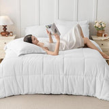 JOLLYVOGUE Twin Comforter Set, Ultra-Soft Bed in a Bag Twin Size 5 Pieces, Oeko-TEX Certified Bedding Set with Down Alternative Comforter, Sheets, Pillowcases & Shams, White JOLLYVOGUE