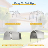 LINKHOO 10x10 FT Portable Garage Carport, Heavy-Duty Storage Shed with 220G Waterproof PE Tarp, Roll-Up Zipper Door & Vent, for Motorcycle, Bike, UTV, Tools, Outdoor Equipment, Gray LINKHOO