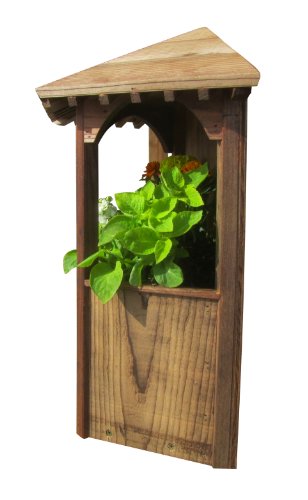 SamsGazebos Wall Mount English Garden Style Wood Gazebo Planter with Decorative Roof, 19-1/2 by 19 by 9-Inch, Brown SamsGazebos