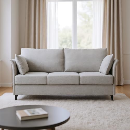 FAVSH 65" Loveseat Sofa, Mid Century Modern Decor Couches for Small Spaces, Upholstered Love Seat Small Couch for Bedroom, Office or Apartment, Solid and Easy to Install, 2-Seater Deep Seating, Gray FAVSH