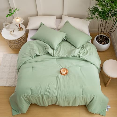 BOHOPOPM Softness Sage Green Twin/XL Comforter Set- Lightweight Super Soft Cozy Modern Polycotton Bedding Blanket Quilt Set for Kid Teen Boy Children Dorm All Season - 1 Down Comforter & 1 Pillowcase BOHOPOPM