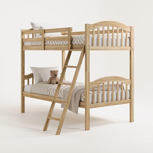 Storkcraft Long Horn Twin-Over-Twin Bunk Bed (Natural) - GREENGUARD Gold Certified, Converts to 2 Individual Twin beds Storkcraft