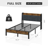 Liians Full Size Bed Frame with Smart LED Light, Wood Storage Charging Station Headboard, Metal Platform Bed, No Box Spring Required, Easy Assembly, Noise Free Liians
