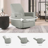 évolur Harlow Upholstered Power Glider Recliner with USB Charging – Rocking & 275° Swivel with Smooth Glide – Greenguard Gold & FSC Certified – Modern Nursery and Living Room Chair in Light Grey