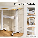 JOY worker Mobile Standing Desk, 35In Small Height Adjustable Desk with Drawer, Rolling Treadmill Desk Workstation with Wheels, Portable Walking Pad Table for Home Office, White JOY worker