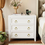 Huuger 23.6 Inch Night Stand with Charger Station and USB-C Port, 3 Drawer Nightstand, Larger Wider Bedside Table, Modern Side End Table, for Bedroom, White Nightstand Huuger