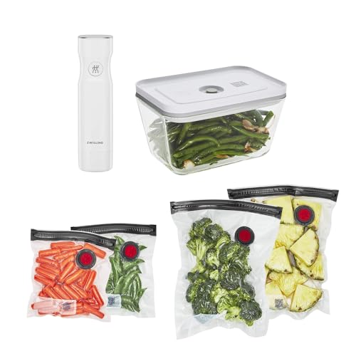 ZWILLING Fresh & Save Vacuum Sealer Machine Starter Set with Airtight Food Storage Container Glass, Sous Vide Bags, Meal Prep ZWILLING
