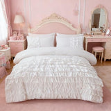 Holawakaka White Waterfall Ruffle Comforter Set Full Size Multi-Layers Ruffled Shabby Chic 3PCS Bedding Set for Girls Women Holawakaka