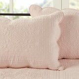 Madison Park Daybed Cover Set-Trendy Damask Quilting with Scalloped Edges All Season Luxury Bedding with Bedskirt, Matching Shams, Decorative Pillow, 75"x39", Tuscany Blush, 6 Piece Madison Park