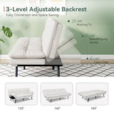 Opoiar 71" L Covertible Futon Sofa Bed,Faux Leather Futon Couch, Memory Foam Modern Loveseat Sleeper, Small Splitback Sofa Couches for Living Room,RV,Home Office,Apartment,White Opoiar