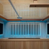 Woodbridge Infrared Home Sauna Room 2 Person Japanese Cedar Indoor Sauna with 7 Carbon Heaters, Red Light Therapy, Bluetooth Speaker, Intelligent Control Panel, Tempered Glass & Top Vent WOODBRIDGE