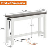 Cyclysio 47" Console Tables for Entryway, Narrow Console Tables for Living Room, Behind Couch Table, Sturdy Wood Support Hallway Table with 3AC+2USB Charging‌ Station, Oak Cyclysio