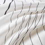 SUSYBAO Aesthetic Striped Duvet Cover King 100% Cotton 3 Pcs Set 1 Abstract Black Stripe Duvet Cover with Zipper Ties 2 Pillowcases Minimalist White Pinstripe Bedding Set Soft Comfy SUSYBAO