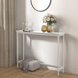 VASMIA Console Table, Entryway Table, Narrow Sofa Table, 39" Bamboo Hallway Table for Entryway, Living Room, Bedroom, Foyer, White VASMIA