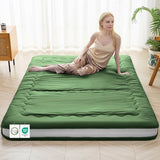 Auemtyn Japanese Floor Mattress, 4" Japanese Futon Mattress, Foldable & Portable Shiki Futon (shikibuton), Roll Up Thicken Sleeping Tatami Mat Sleeping Pad for Camping (Green, 54 x 80) Auemtyn