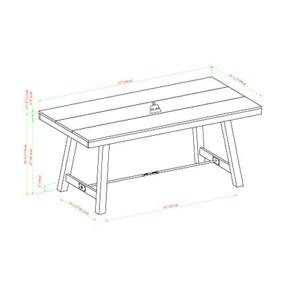 Walker Edison Liam Rustic Farmhouse Trestle Style Dining Table, 70 Inch, Dark Brown Oak - WoodArtSupply