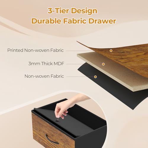 ADORNEVE Twin Loft Bed with Desk and 8 Storage Drawers, Metal Loft Beds Twin with LED Lights & Charging Sation, Storage Shelves & Clothes Rail, Full-Length Guardrail,Rustic Brown ADORNEVE