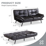 MUUEGM Futon Sofa Bed Convertible Couch,Memory Foam Futon Sofa Couch,Sleeper Futons Sofa Couches,Small Splitback Modern Loveseat Sofa Bed for Living Room,Office,Apartment,Faux Leather,Black. MUUEGM