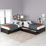 Harper & Bright Designs L-Shaped Platform Bed Frame with Trundle and Drawers Linked with Built-in Desk for Kids Boys Girls, Twin, Espresso Harper & Bright Designs