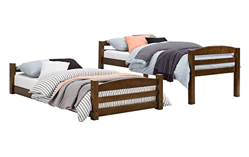 DHP Sierra Twin Bunk Bed - Mocha Finish, Solid Wood, Space-Saving Design - WoodArtSupply