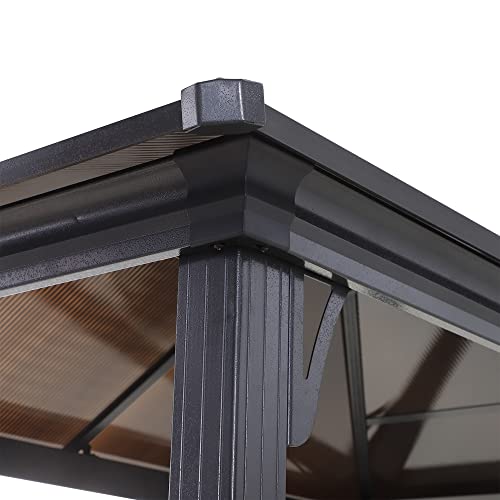 Outsunny 9' x 5' Grill Gazebo, Hardtop BBQ Gazebo Canopy with 2-Tier Polycarbonate Roof, Shelves Serving Tables and Hooks, for Backyard Patio Lawn Outsunny