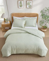 Duvet Cover Queen Size Set - Extra Soft Floral Duvet Cover 90 x 90 with 2 Pillow Shams - Comfy, Breathable Bedding Set - Hotel Luxury & Fade Free with Zipper Closures & Ties - Sage Retro Floral CGK Unlimited