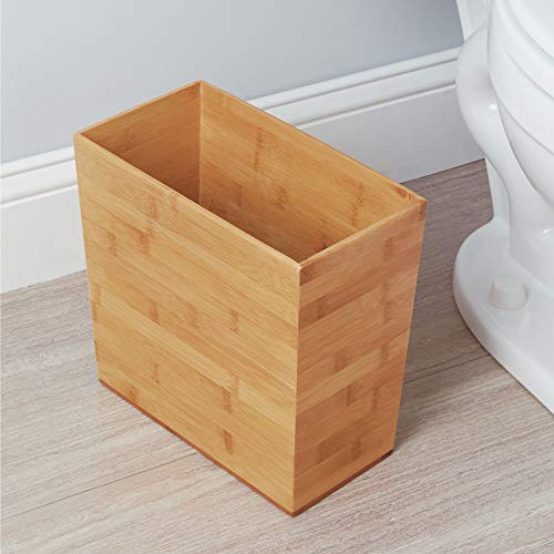 iDesign Rectangular Bamboo Waste Basket, The Formbu Collection – 10.5" x 5.75" x 10”, Natural Wood Finish InterDesign