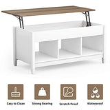 Tangkula Wood Lift Top Coffee Table, Modern Coffee Table w/Hidden Compartment and Open Storage Shelf for Living Room Office Reception Room (White) Tangkula