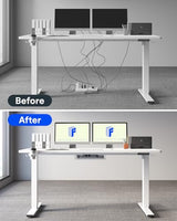 FLEXISPOT 79" x 32" Office Standing Desk, Height Adjustable Sit-Stand Desk, Quiet & Stable, with Cable Management & Cup Holder, for Commercial Use, White Top (2 Packages) FLEXISPOT