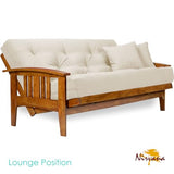 Nirvana Futons Westfield Futon Set - Queen Size, Frame, 8" Mattress, Twill Ivory Cover Nirvana Futons