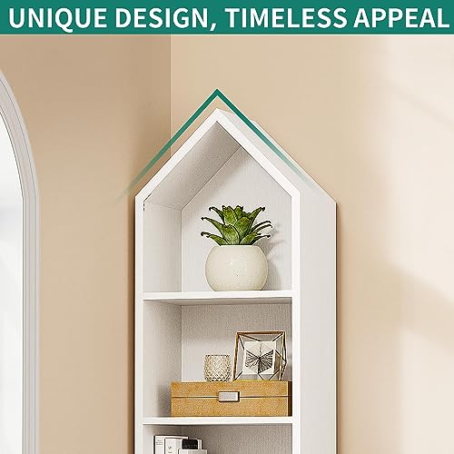 YITAHOME 73" Modern Narrow Bookshelf - 5-Tier Open Bookcase for Small Spaces in White YITAHOME