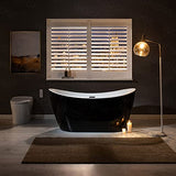 WOODBRIDGE 59" Acrylic Freestanding Bathtub Contemporary Soaking Tub, Black Acrylic(Matte Black Drain/Overflow),BTA1816-MB WOODBRIDGE