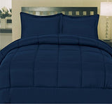 Sweet Home Collection 5 Piece Comforter Set Bag Solid Color All Season Soft Down Alternative Blanket & Luxurious Microfiber Bed Sheets, Navy, Twin Sweet Home Collection