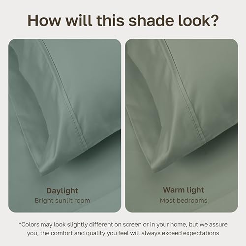 California Design Den Twin XL Sheet Sets - Soft 400 Thread Count Sateen, Natural 100% Cotton Sheets Set with Deep Pockets, and Durable Bedding - Sage Green California Design Den