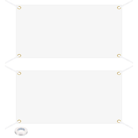 PATIKIL 2 PCS Blank Banners Signs to Decorate 2'x4' Sublimation White Banner with Hanging Rope for Business Outside Outdoor Wall PATIKIL