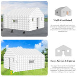 WUHUWOO Inflatable Nightclub 20x16.8x12 Ft, Large White Inflatable Party Club Tent for Adults Birthday Backyard Wedding Rental, 2 Doors and Logo Area WUHUWOO