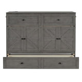 YOPTO Full Size Murphy Bed Chest,Folding Storage Wall Bed with Large Drawers,USB Ports & 2 Three-Prong Outlets,Hidden Cabinet Platform Bed W/Wood Slats Support,for Bedroom,Guest Room,Brushed Gray YOPTO