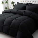 JOLLYVOGUE King Comforter Set, Ultra-Soft Bed in a Bag King Size 7 Pieces, Oeko-TEX Certified Bedding Set with Down Alternative Comforter, Sheets, Pillowcases & Shams, Black JOLLYVOGUE