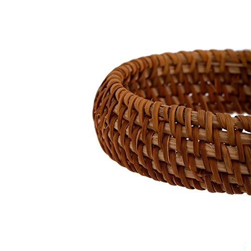 COLORFUL BLING 2Pcs Handwoven Wooden Braided Rattan Knit Cuff Bracelet Natural Bamboo Square Round Geometric Chunky Wrap Bangle for Women Girls Ethnic Tribal Wrist Jewelry-A rattan COLORFUL BLING